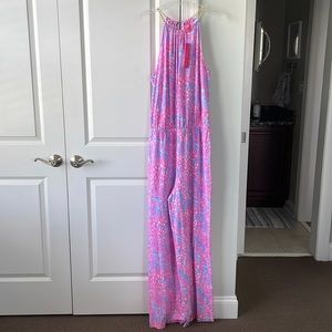 Lilly Pulitzer Pink & Blue Halter Jumpsuit
